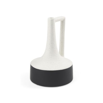 Burton 11.6H Medium White and Black Ceramic Jug Vase
