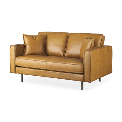 D'Arcy 65.0L x 37.0W x 34.0H Tan Leather Love Seat