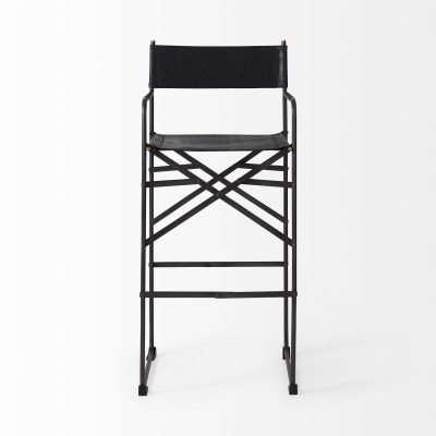 Alternative view of Direttore 19.3L x 19.3W x 44.1H Black Leather Seat W/Black Iron Frame Bar Stool