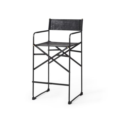 Direttore 19.3L x 19.3W x 40.2H Black Leather W/Black Frame Counter Stool
