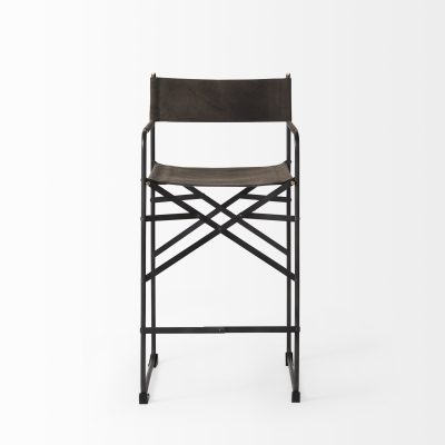 Alternative view of Direttore 19.3L x 19.3W x 40.2H Brown/Gray Suede W/ Metal Frame Counter Stool