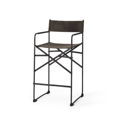 Direttore 19.3L x 19.3W x 40.2H Brown/Gray Suede W/ Metal Frame Counter Stool