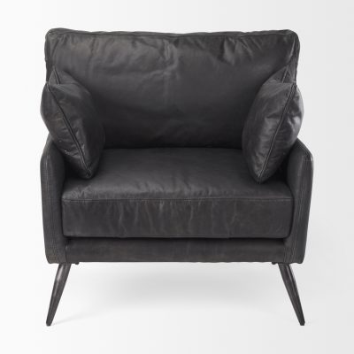 Alternative view of Cochrane 34.5L x 33.0W x 32.5H Black Leather Wrapped Chair