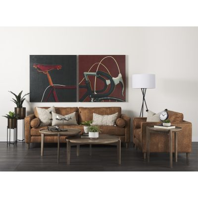 Alternative view of Loretta 88.0L x 36.2W x 33.9H Cognac Brown Faux Leather Three Seater Sofa with Two Bolster Cushions