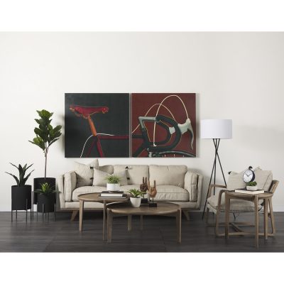 Alternative view of Brooks 90.2L x 34.8W x 33.5H Cream Fabric Three Seater Sofa W/ Medium Brown Wooden Legs