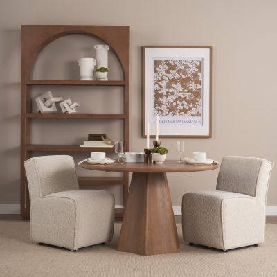 Alternative view of Damon 20.5L x 27.2W x 31.3H Fully Upholstered Cream-Toned Fabric Dining Chair on Casters