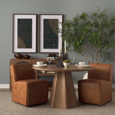 Alternative view of Damon 19.8L x 26.3W x 31.8H Cognac Brown Faux Leather Dining Chair