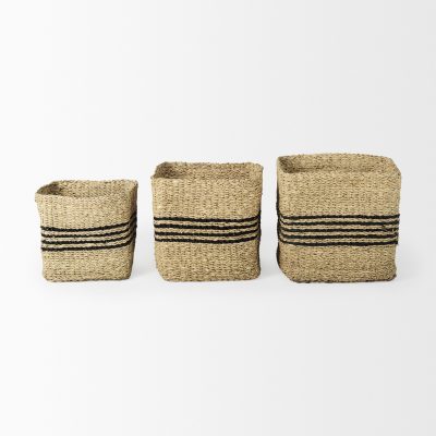Alternative view of Cullen 15.7L x 15.7W x 15.7H (Set of 3) Grey Twisted Seagrass Square Basket