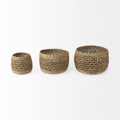 Alternative view of Dakota 15.0L x 15.0W x 11.8H (Set of 3) Medium Brown Seagrass Round Basket