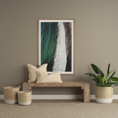 Alternative view of Maddie 13.8L x 13.8W X 15.0H (Set of 3) Light Brown W/White Dipped Seagrass Round Basket  W/ Handles