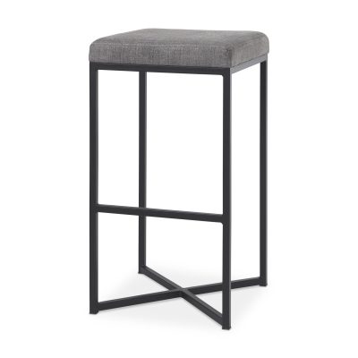 Frodo 16.5L x 16.5W x 29.75H Gray Fabric Seat W/Black Iron Frame Bar Stool