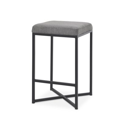 Frodo 16.5L x 16.5W x 26.4H Gray Fabric Seat W/Black Iron Frame Counter Stool