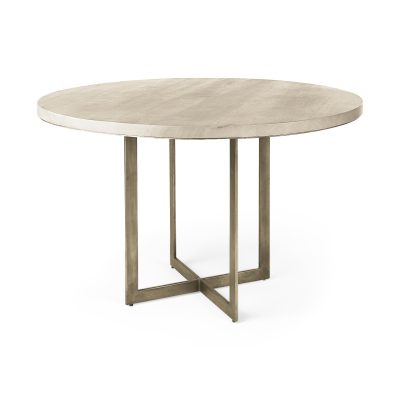 Faye 48.0L x 48.0W x 30.0H Beige Finished Wood Round Dining Table