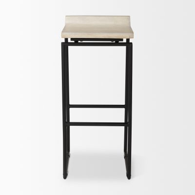 Alternative view of Givens 31.8"H Seat Height Natural Wood W/Black Metal Frame Bar Stool