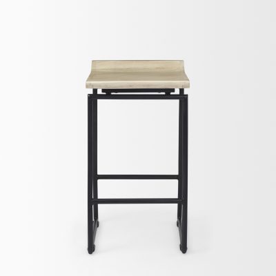 Alternative view of Givens 25.8"H Seat Height Natural Wood W/Black Metal Counter Stool