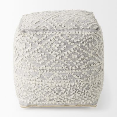 Alternative view of Farida 6.0L x 16.0W x 16.0H Light Gray Wool and Polyester Patterned Pouf