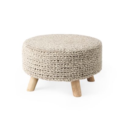 Bina  24.0L x 24.0W x 14.0H Light Gray 4 Legged Wool Stool