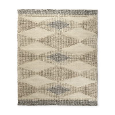 Emory 8x10 Gray Wool Hand Woven Diamond Patterned Rug