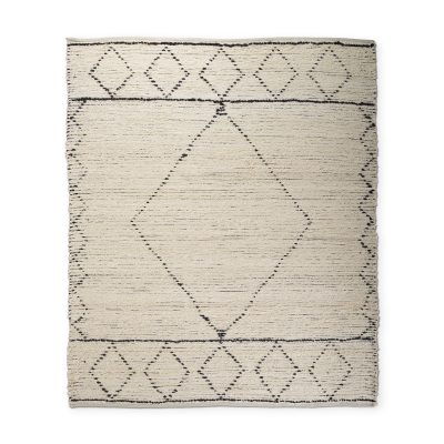 Calvert 8x10 Gray Cotton Hand Woven Diamond Patterned Rug