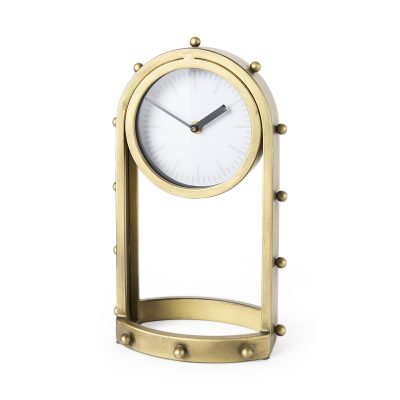 Marian 7.5L x 5.7W x 13.0H Gold Studded Table Clock