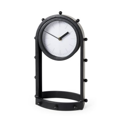 Marian 7.5L x 5.7W x 13.0H Black Studded  Table Clock