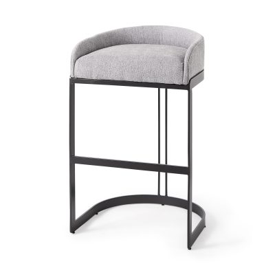 Hollyfield II Gray Fabric Seat W/ Gray Metal Base Bar Stool