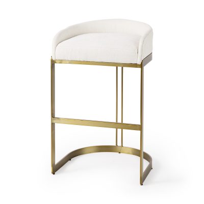 Hollyfield II Cream Fabric Seat W/ Gold Metal Base Bar Stool