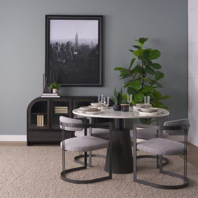 Alternative view of Hollyfield II Gray Fabric Seat W/ Gray Iron Frame Dining Chair