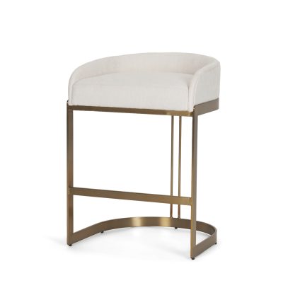 Hollyfield II Cream Fabric Seat W/ Gold Metal Base Counter Stool