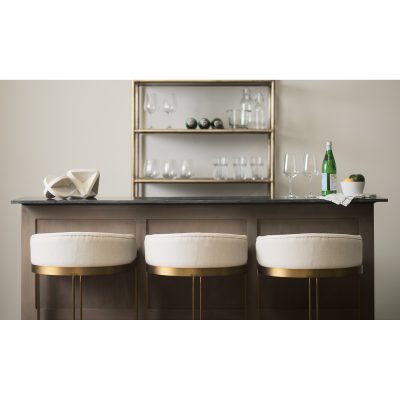 Alternative view of Hollyfield II Cream Fabric Seat W/ Gold Metal Base Counter Stool