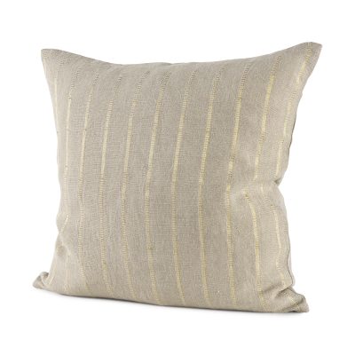 Danika 18 x 18 Beige and Gold Fabric Decorative Pillow Cover