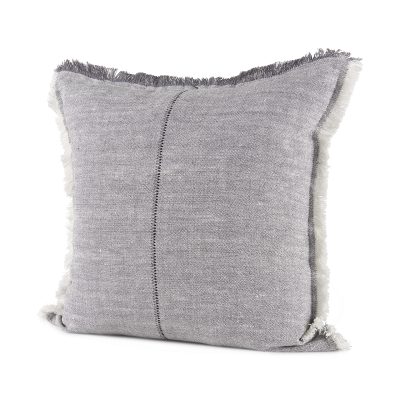 Thais 20L x 20W Blue and Cream Fringed Decorative Pillow Cover