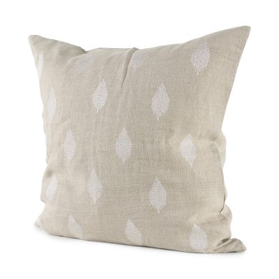 Enya 18L x 18W Beige and Cream Fabric Patterned Decorative Pillow Cover