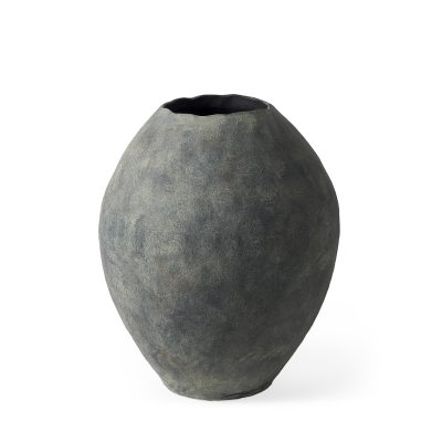 Gobi 20L x 23H Small Gray Ceramic Oval Vase