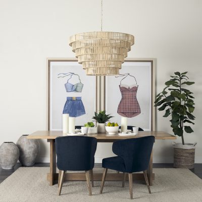 Alternative view of Niles 23.5L x 24.0W x 32.0H Navy Fabric Seat W/ Medium Brown Wooden Legs Wingback Dining Chair