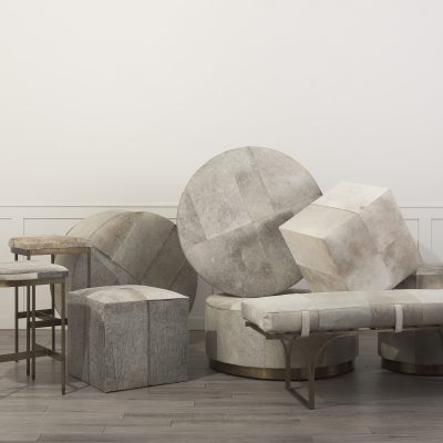 Alternative view of Millie 16.75 X 17.75 X 26.25 Hair-on-hide Seat W/ Gold Metal Frame Counter Stool