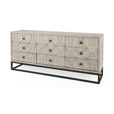 Genevieve II Light Brown Fir Veneer 9 Drawer Sideboard