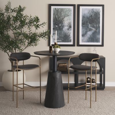 Alternative view of Parker Brown Faux Leather Seat Gold Metal Bar Stool