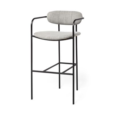 Parker Gray Fabric Seat Black Metal Bar Stool