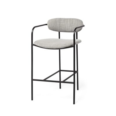 Parker Gray Fabric Seat Black Metal Counter Stool