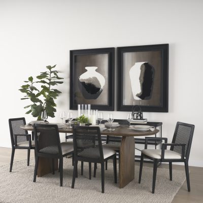 Alternative view of Clara Black Wood W/ Cream Fabric Seat and Cane Back Dining Chair