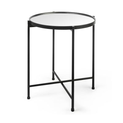 Samantha (Small) Black Mirror Top  Accent Table