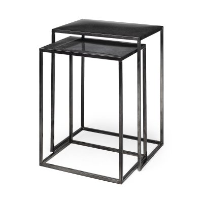 Kasey (Set of 2) 17.7L x 12.6W x 24.4H Galvanized Metal Nesting Accent Tables