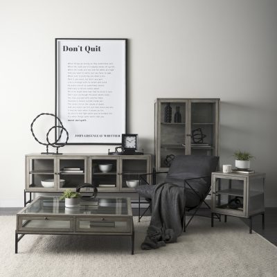 Alternative view of Arelius 20L x 18W x 26H Gray Wood W/ Black Metal Frame End/Side Table