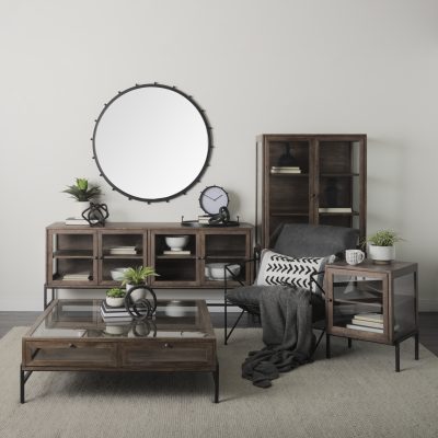 Alternative view of Arelius 20L x 18W x 26H  Medium Brown Wood W/ Black Metal Frame End/Side Table