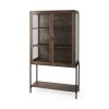 Arelius 36L x 18.75W x 63H Medium Brown Wood W/ Black Metal Base Display Cabinet 2 0042576 69299 A