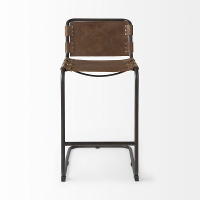 Alternative view of Berbick 43" Total Height Medium Brown Leather w/ Iron Frame Bar Stool