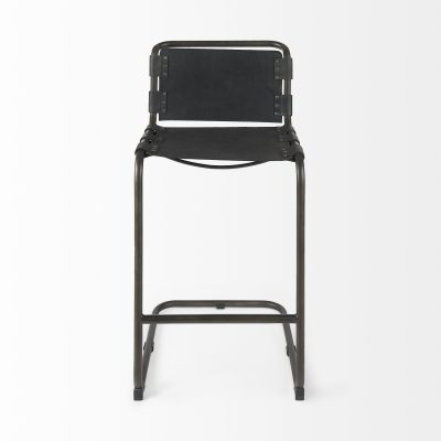 Alternative view of Berbick 43" Total Height Black Leather w/ Iron Frame Bar Stool