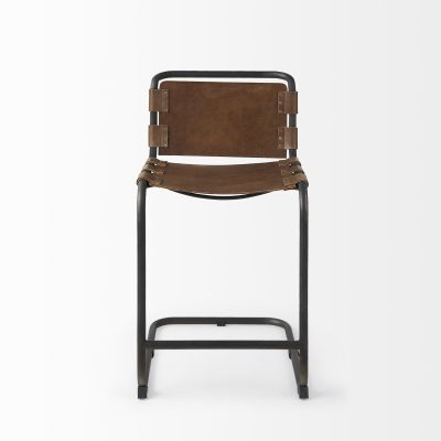 Alternative view of Berbick 20.5 x 24.75 x 39 Medium Brown Leather W/ Iron Frame Counter Stool