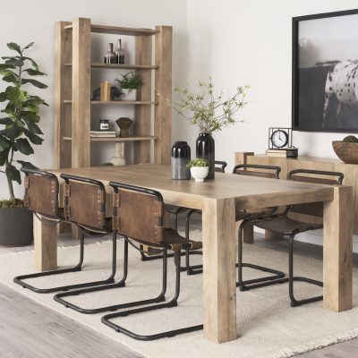 Alternative view of Berbick 33" Total Height Medium Brown Leather w/ Iron Frame Dining Chair